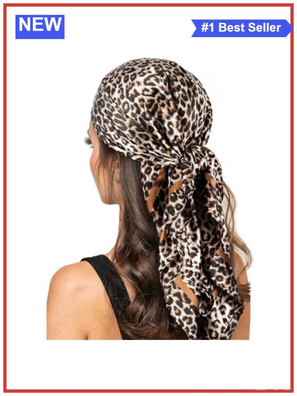 Silk Feel Leopard Print Head Scarf 35" Large Bandana Hair Neck Wrap